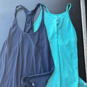 lululemon athletica Black and Teal Tank Tops